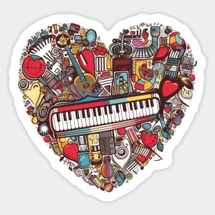 Piano Heart Musical Instrument Sticker